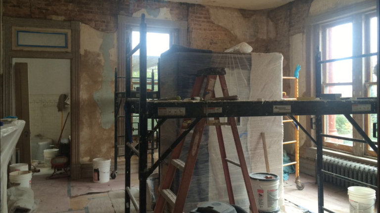 Southeast bedroom, during restoration