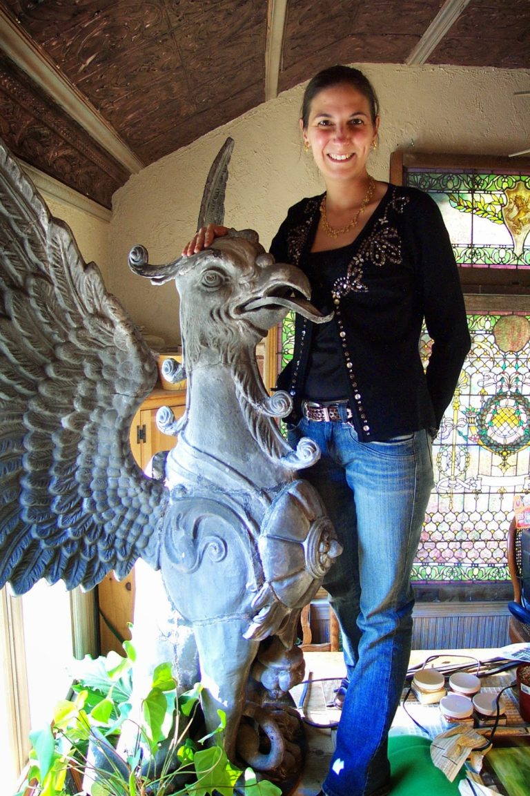 Zinc Gryphon, 1870s from the First National Bank building, McDonald, PA