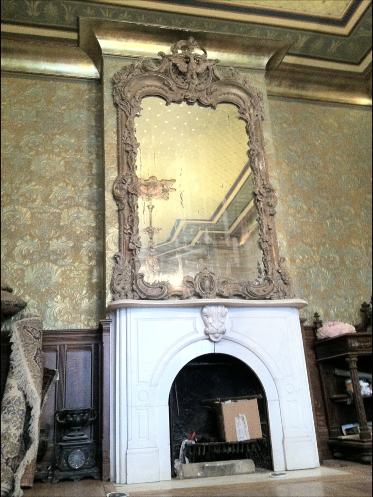 Federal mirror, paint removed, in its new home, Dining Room