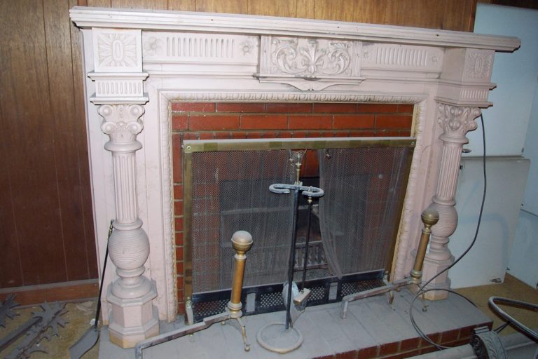 Mantelpiece found installed in the basement great room